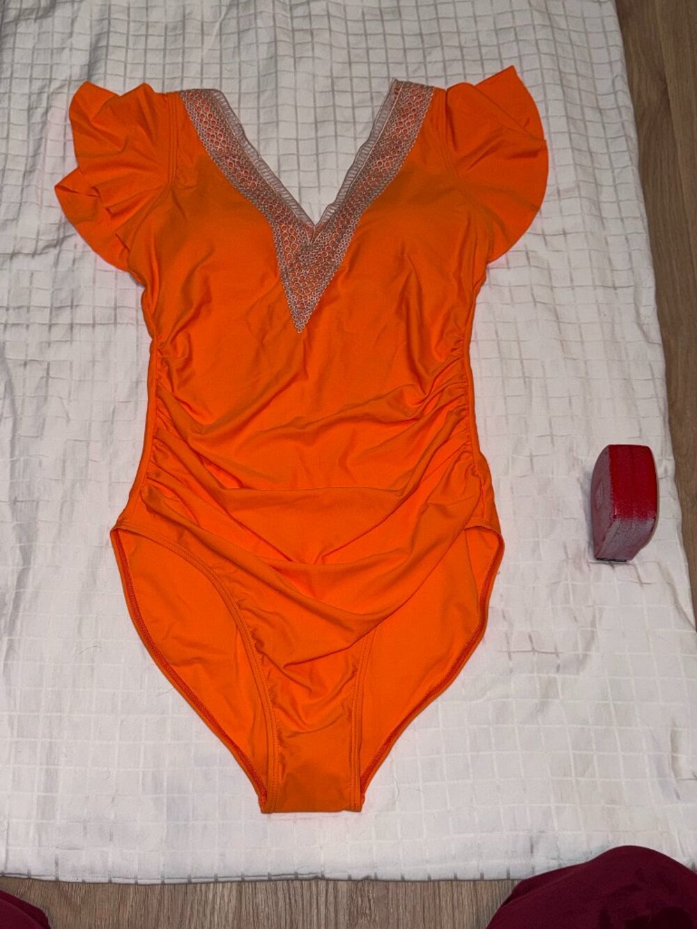 Flutter Sleeve One Piece Swimsuit - M